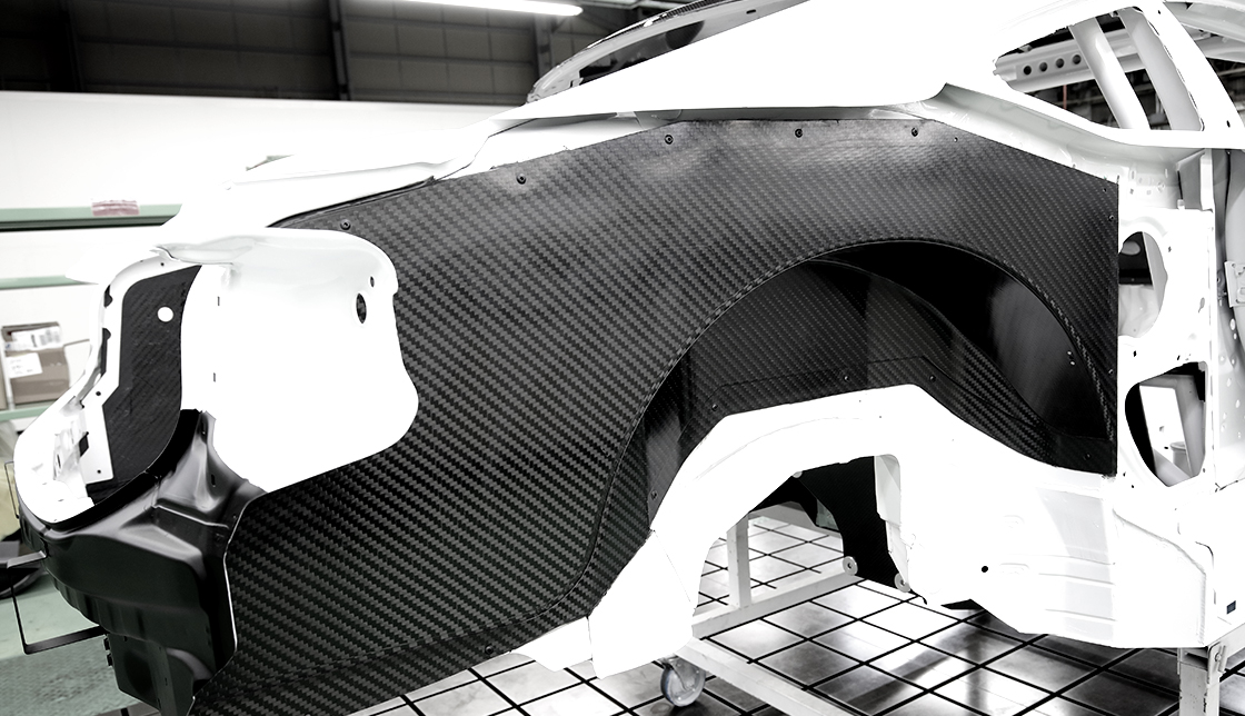 Some of the body's exterior panels are replaced in the RC F GT3 with carbon ones as weight reduction measures