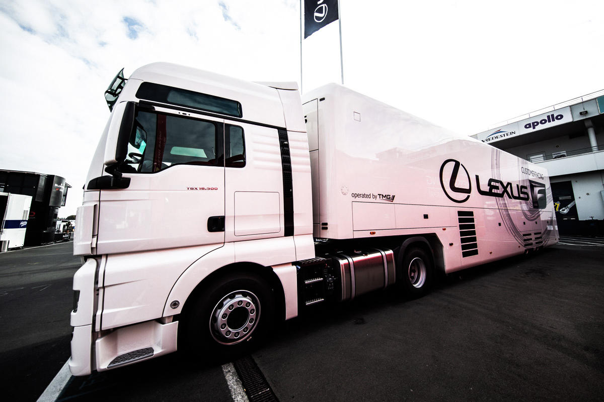 A transporter (TMG) en route to a race were the LEXUS RC F GT3s compete