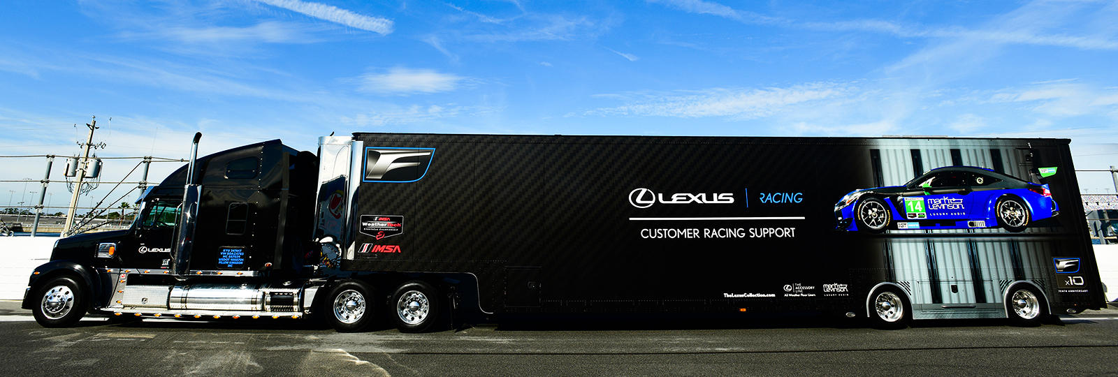 A transporter (TRD USA) attending races competed by the LEXUS RC F GT3